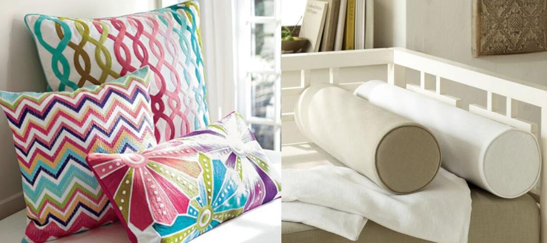 colorful accent bolster pillows for bed and couch